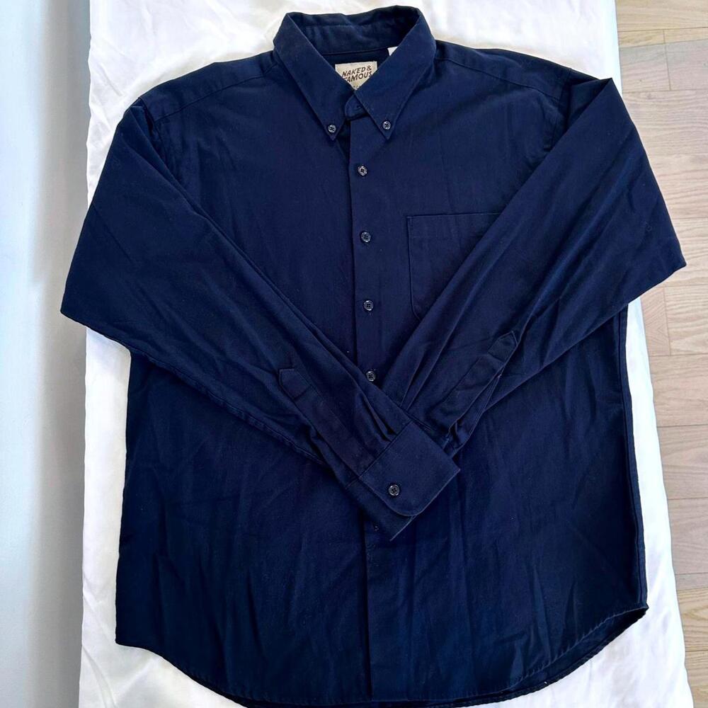 Naked & Famous Button-Up Shirt - Navy , XL - Made in Canada